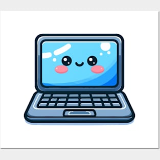 cute laptop smiling with happy feeling Posters and Art